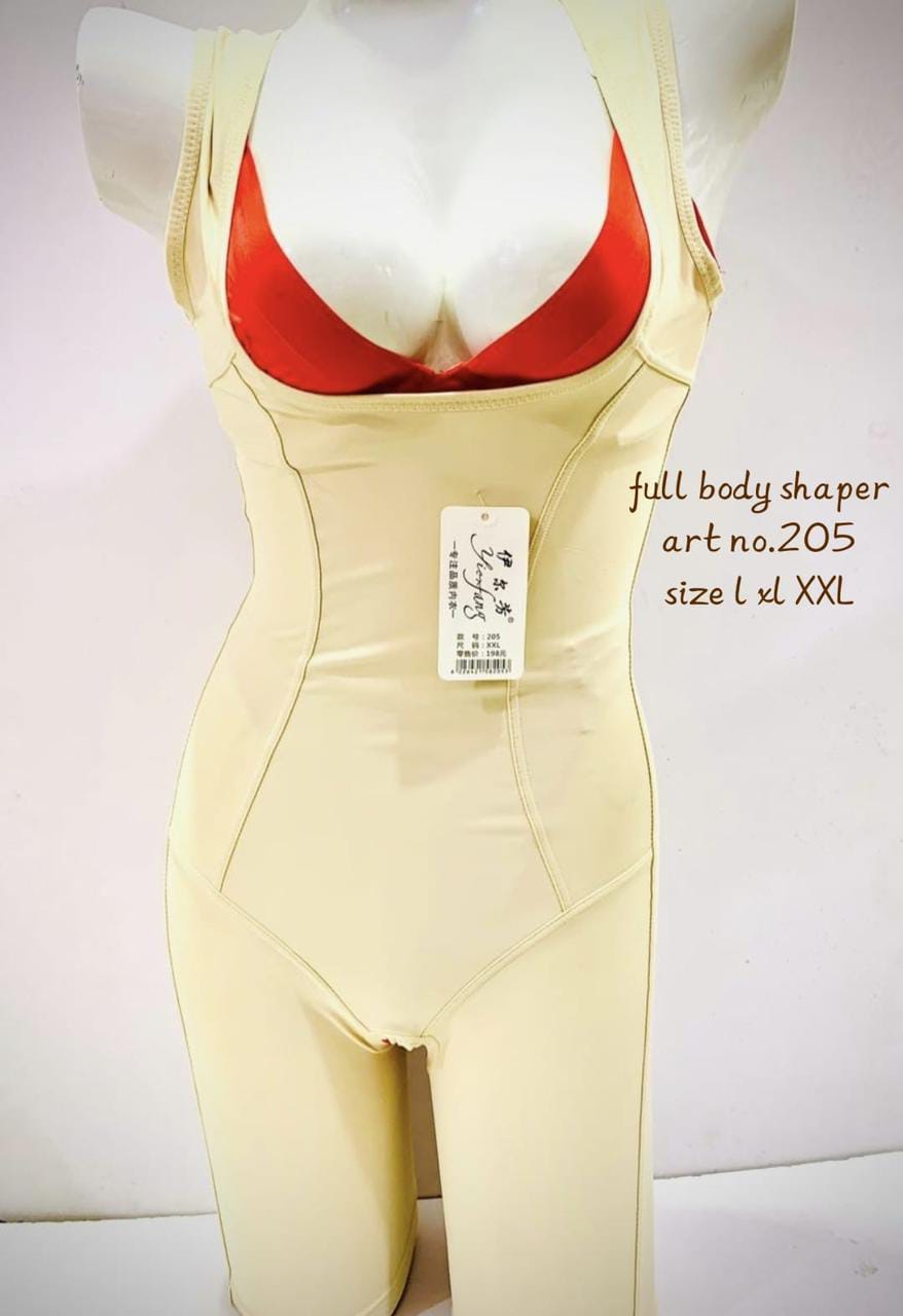 Full Body Shaper – Open‑Bust, Mid‑Thigh | Art No. 205 (L–XXL)