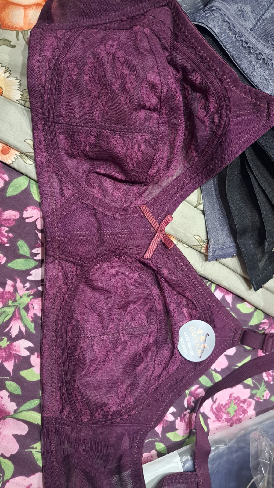 Plum Lace Full‑Coverage Support Bra