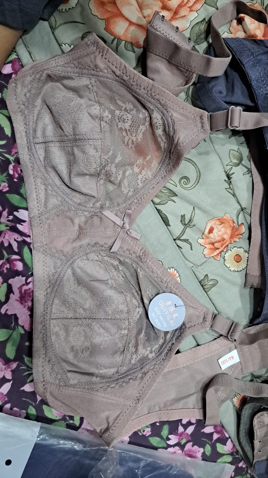 Taupe Lace Full-Coverage Support Bra