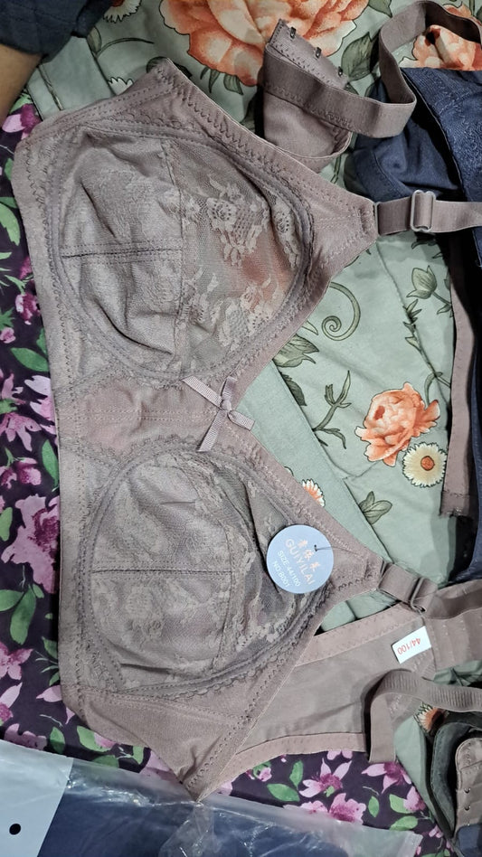 Taupe Lace Full-Coverage Support Bra