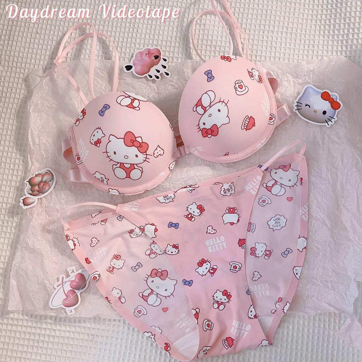 Kawaii Pink Kitty Bra & Panty Set