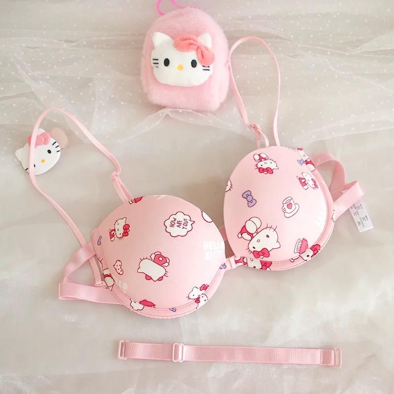 Kawaii Pink Kitty T‑Shirt Bra
