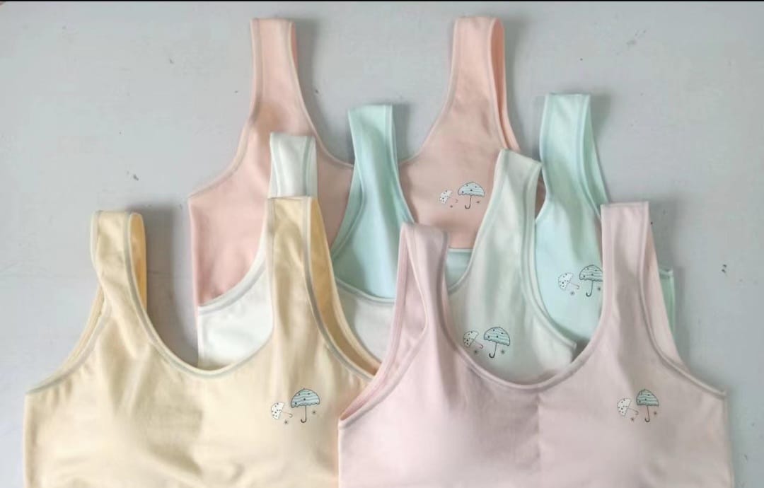 Pastel Umbrella Wide‑Strap Cotton Bralette