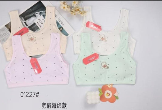 Pastel Polka Wide‑Strap Cotton Bralette