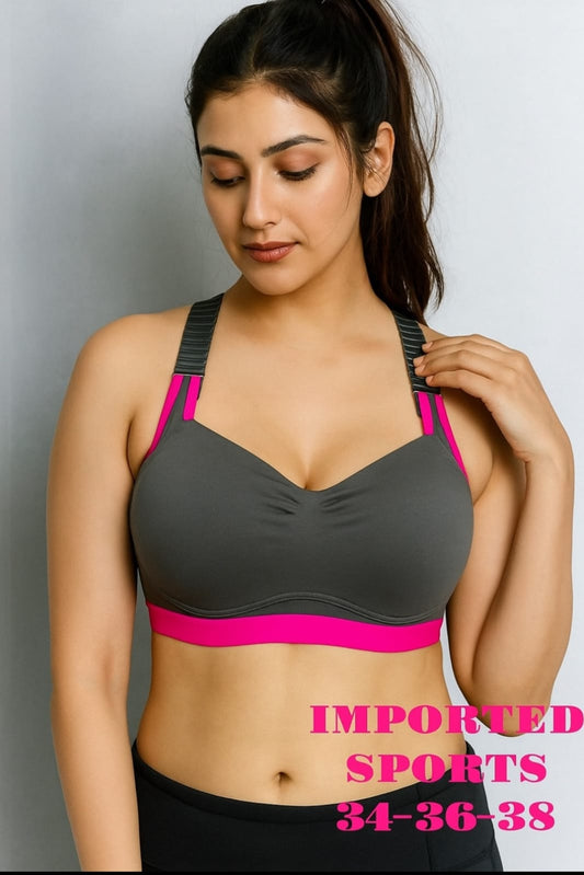 Imported Cross‑Back Sports Bra (34–38)