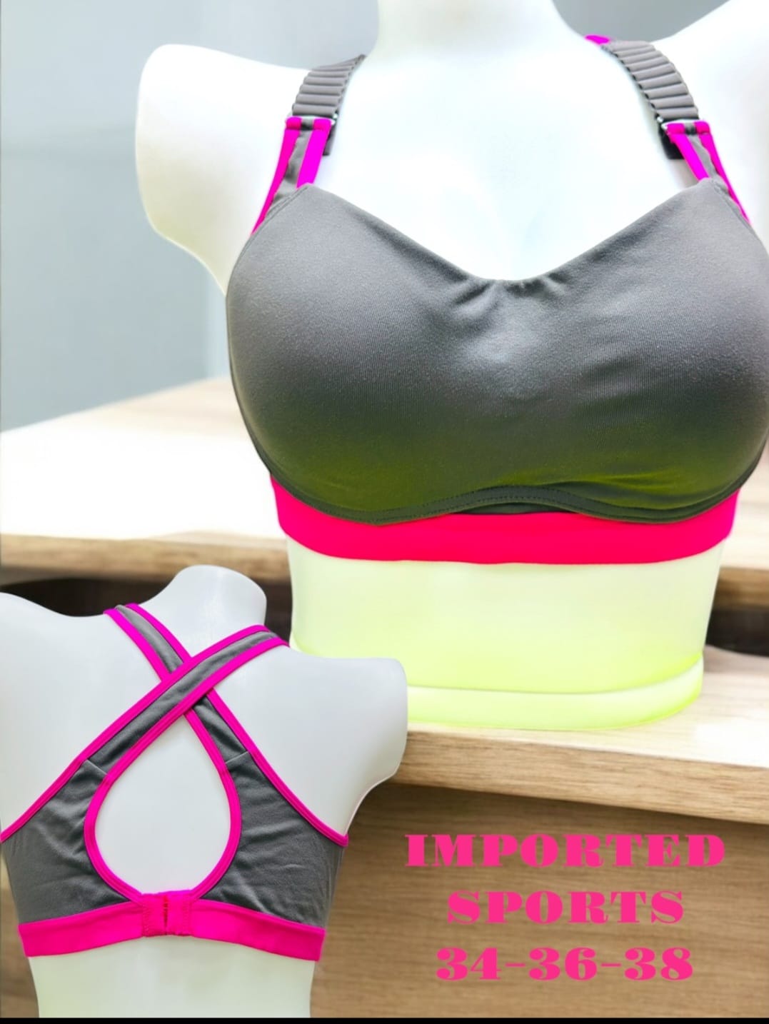 Imported Cross‑Back Sports Bra (34–38)