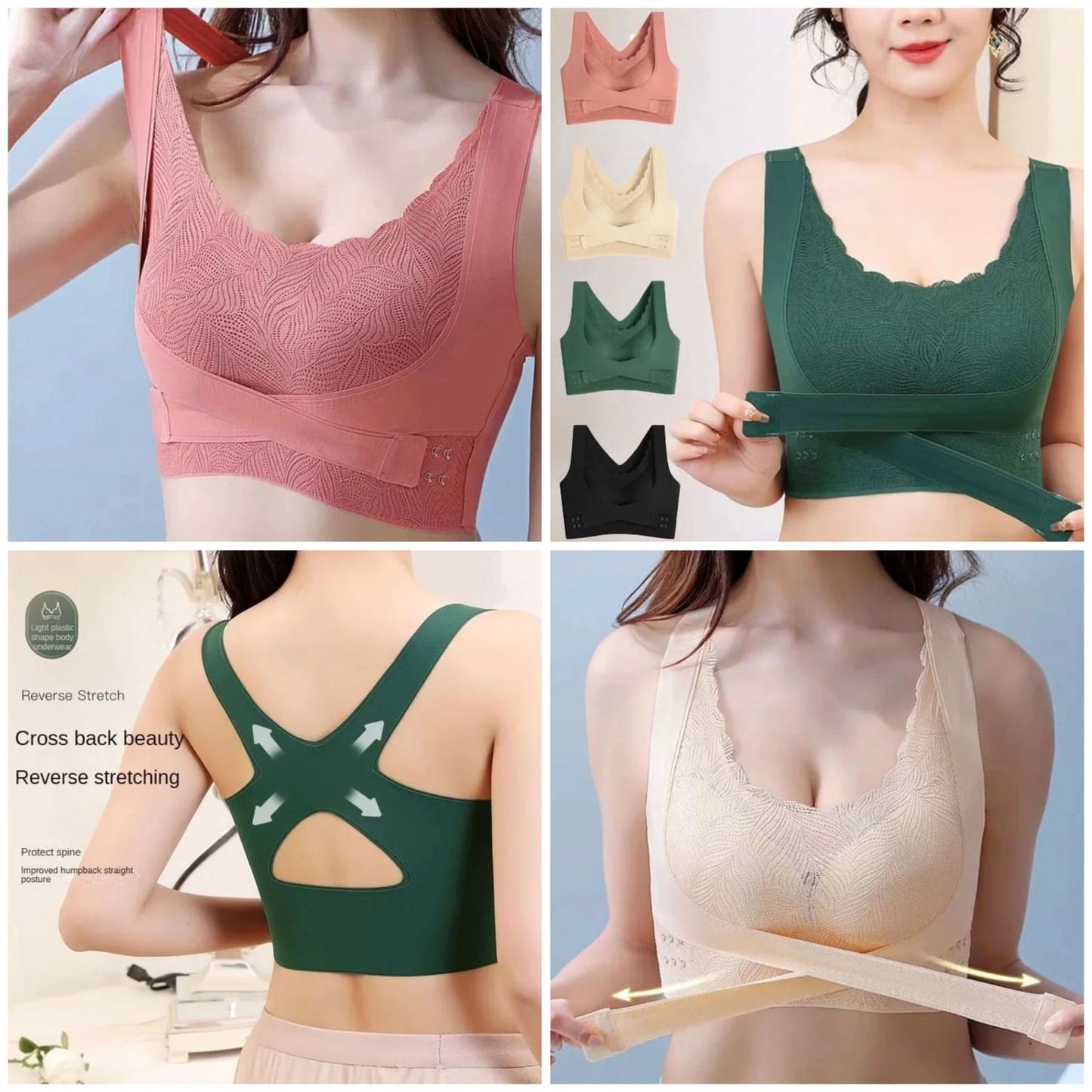 Cross-Back Support Blouse Bra