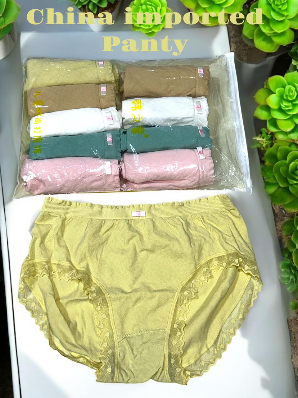 Imported Cotton Lace-Trim Briefs