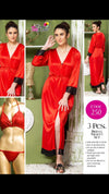 Elegant Bridal Nighty Set – 3 Pcs Luxe Nightwear with Robe