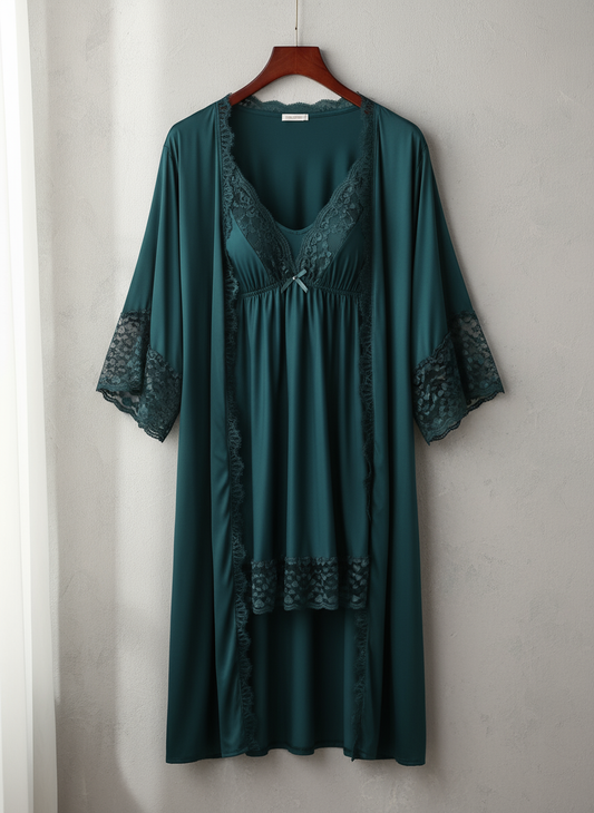 Elegant Deep V-Neck Lace Chemise 