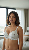 Botanical Lace Contour Bra – White/Sage