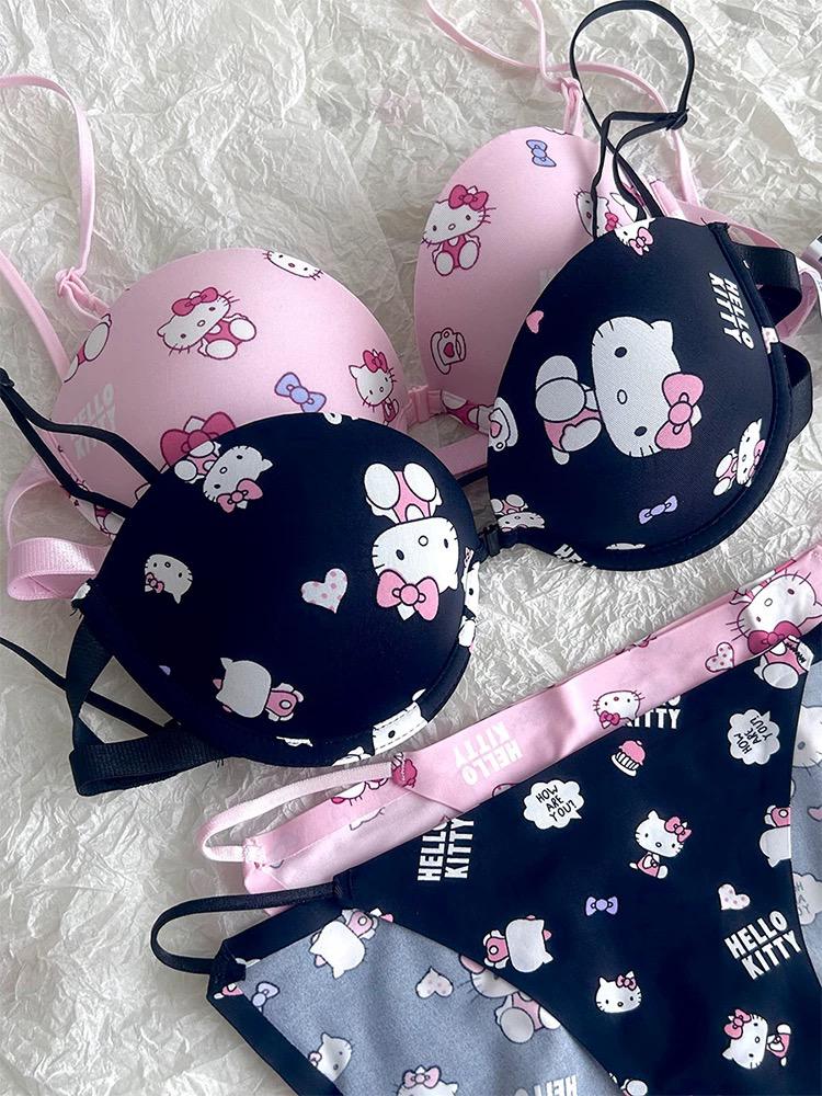 Kawaii Kitty Bra &amp; Panty Set – Pink or Black