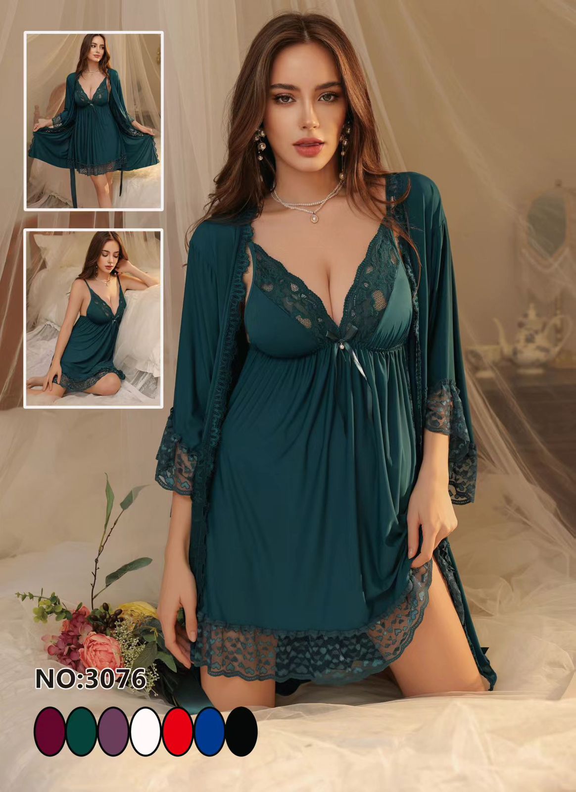 Elegant Deep V-Neck Lace Chemise&nbsp;